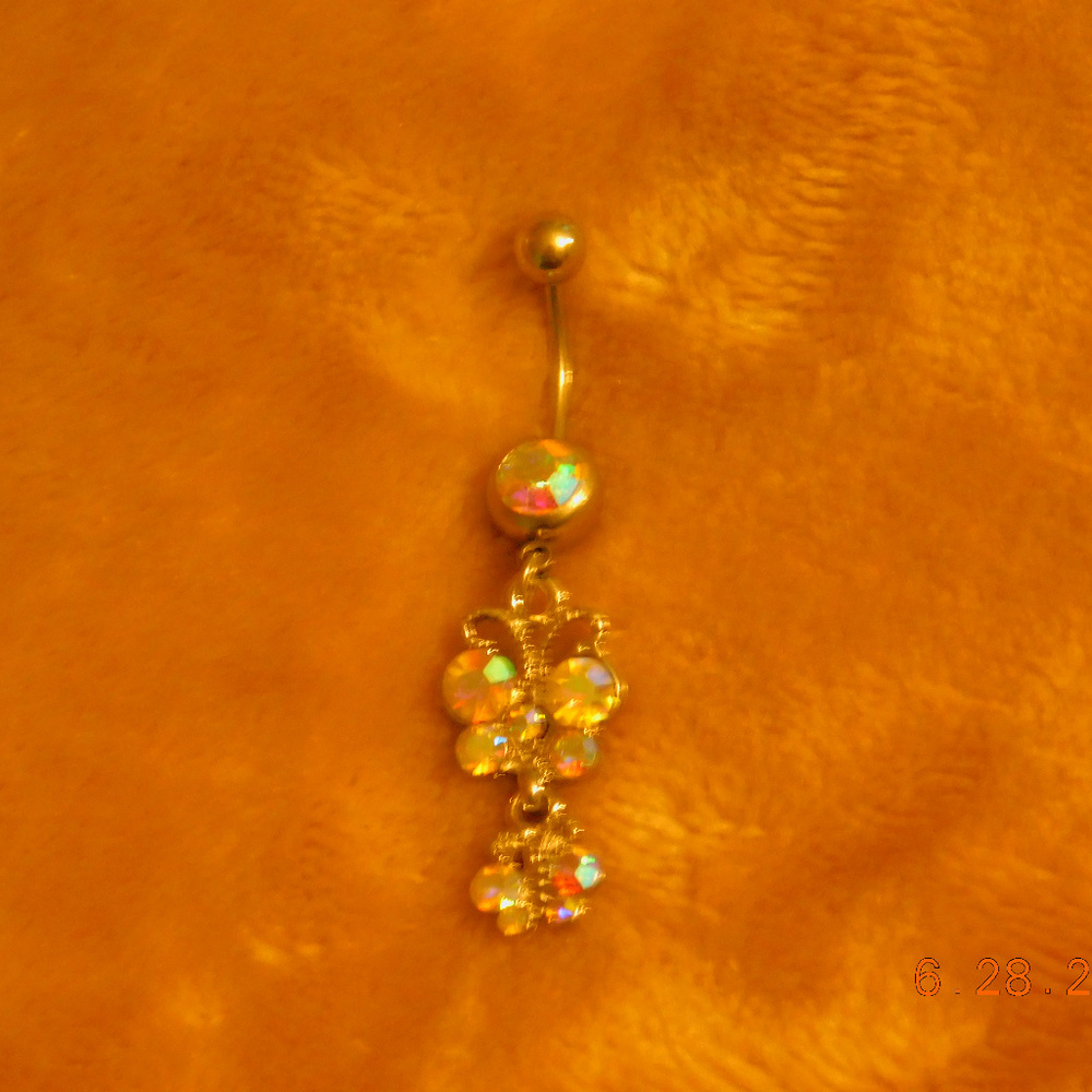 BUTTERFLY IRIDESCENT HANGING BELLY RING